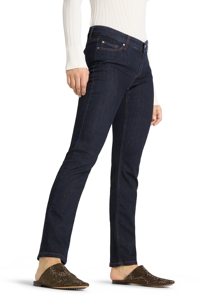 Piper long jeans i mørkeblå vask