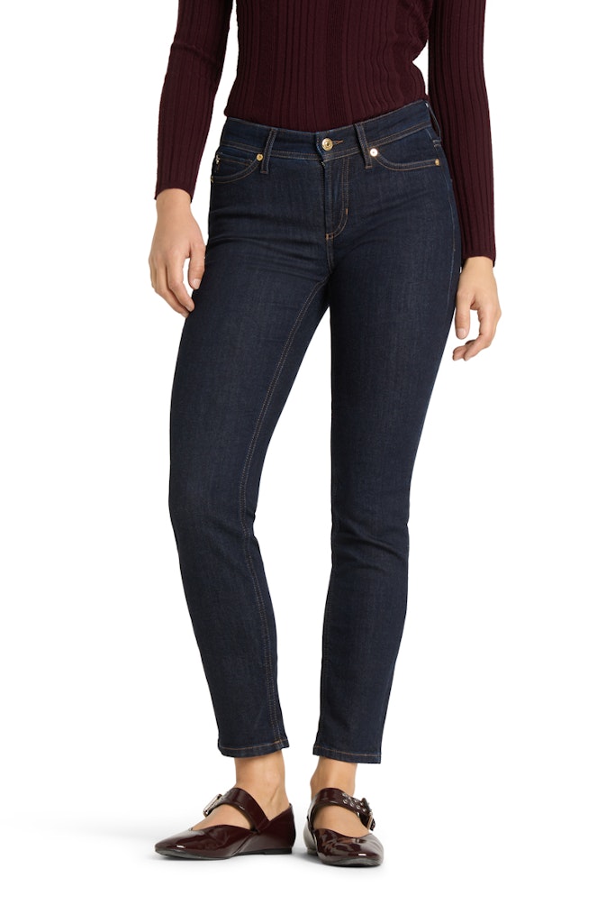 Piper cropped jeans i mørkeblå vask